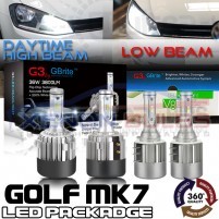 VW GOLF MK7 LED HEADLIGHT KIT PACKAGE DRL SUPER HIGH BEAM FLASH H15 H7..